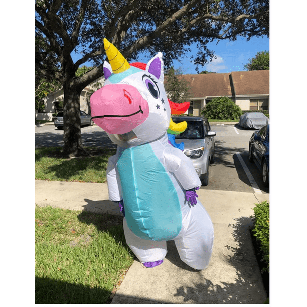 Disfraz De Unicornio Inflable Para Adulto Halloween Blanco