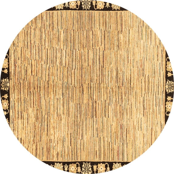 Ahgly Company Indoor Round Abstract Brown Modern Area Rugs, 8' Round