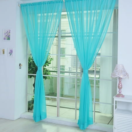 Slide Cover Glass Cottcuboaba Solid color wedding glass yarn transparent window curtain color curtain ()