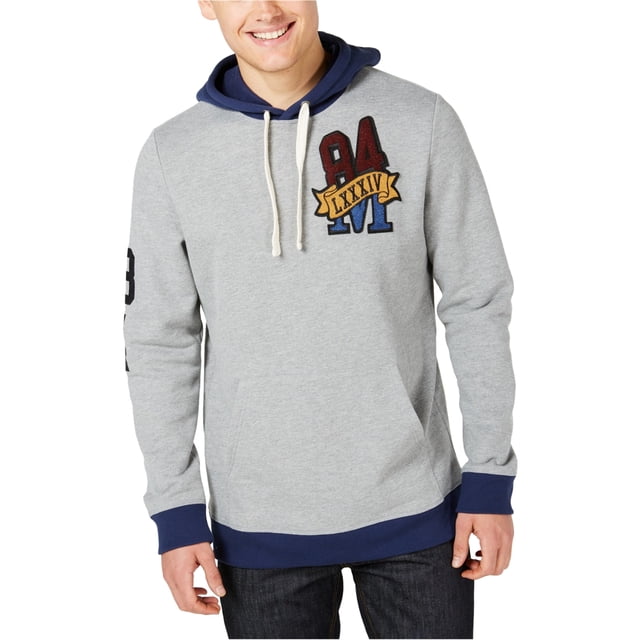 American Rag Mens Varsity Hoodie Sweatshirt, Grey, XX-Large