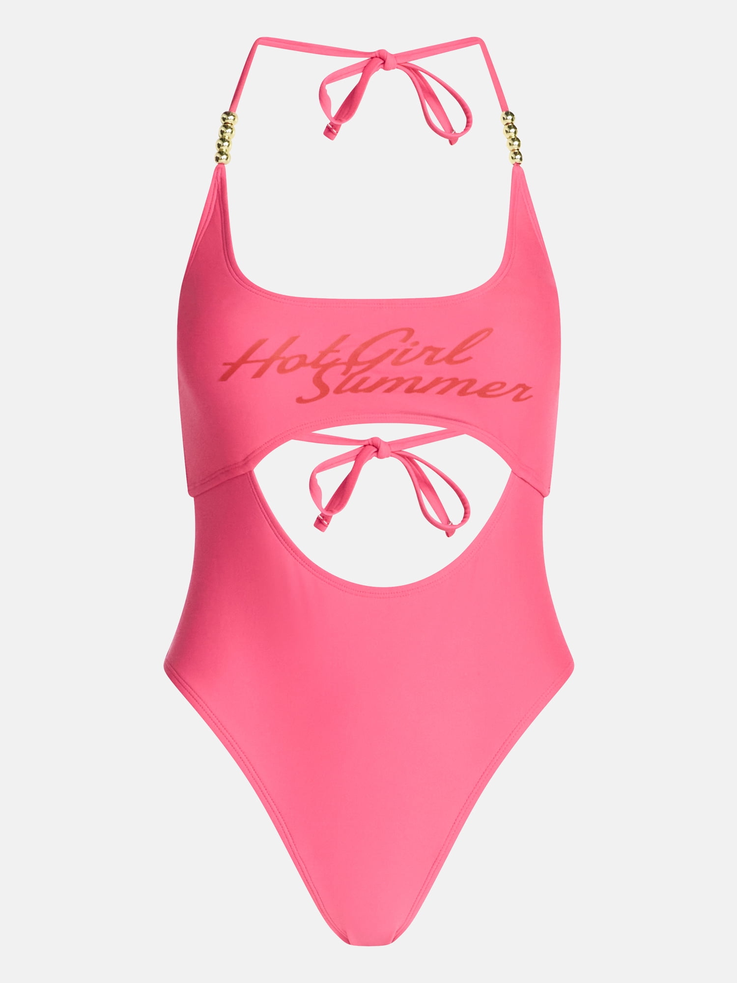 Hot Girl Summer by Megan Thee Stallion Women's and Women's Plus Hot Girl Summer Cutout One-Piece Swimsuit, Sizes XS-3X