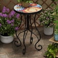 thumbnail image 2 of GDF Studio French Country Outdoor Side Table with Mosaic Ceramic Top and Metal Base, Blossom, 2 of 10