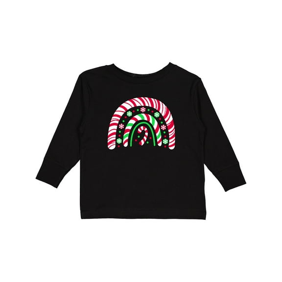 Inktastic Peppermint Rainbow with Candy Cane Boys or Girls Long Sleeve Toddler T-Shirt