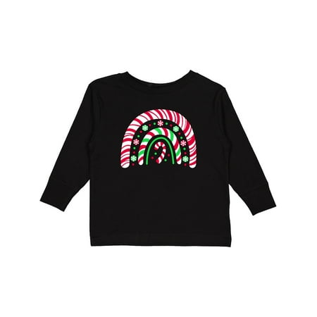 

Inktastic Peppermint Rainbow with Candy Cane Boys or Girls Long Sleeve Toddler T-Shirt