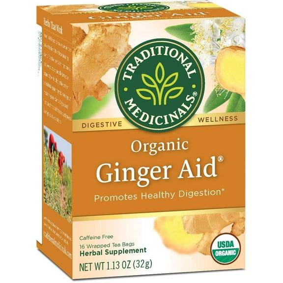 Traditional Medicinals Organic Ginger Aid Herbal Tea - Caffeine Free -16 Bags