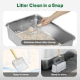thumbnail image 2 of Stainless Steel Cat Litter Box, 4-in-1 Cat Metal Litter Box Set, Extra Large Top Entry Litter Box Enclosed, with Litter Mat, Litter Scoop, Light Grey, 2 of 6
