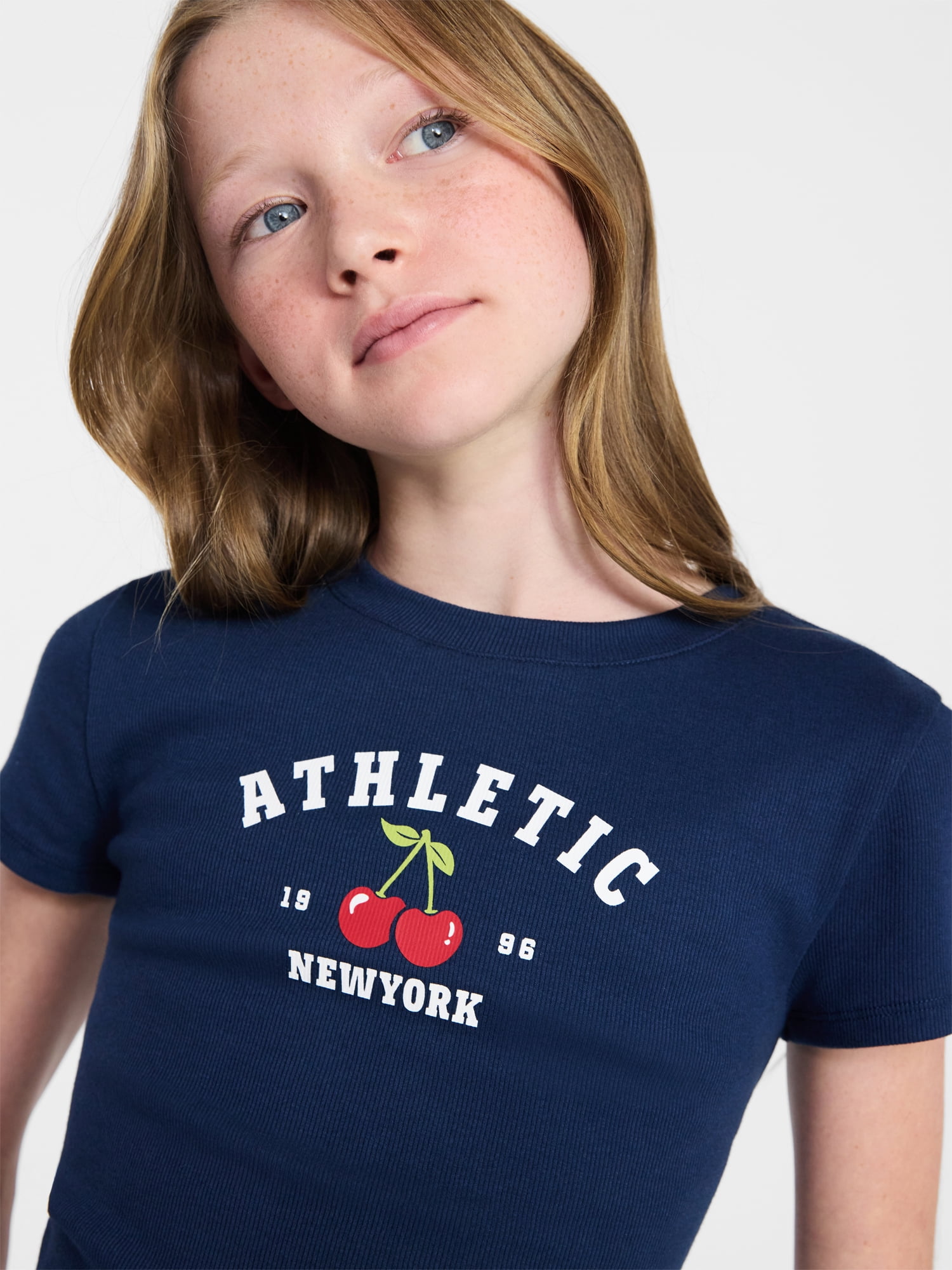 Weekend Academy Girls Graphic Baby Tee with Short Sleeves, Sizes 4-18