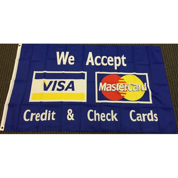 We Accept Visa MasterCard Flag Store Banner Advertising Business Credit
