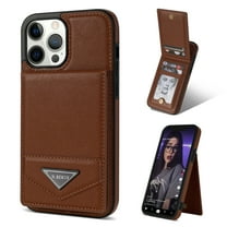 Allytech Wallet Case for iPhone 15 Pro Max, Luxury PU Leather Kickstand Card Slots Magnetic Buckle RFID Blocking Shockproof Anti-Scratch Protective Case for Women Men - Brown