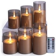 thumbnail image 1 of Sanmli 6pcs Flameless Candles Gray Acrylic with Remote Control and Timer, Battery Operated LED Pillar Candles Flickering Warm White Light (D: 3.15" x H: 4" 5" 6"), 1 of 4