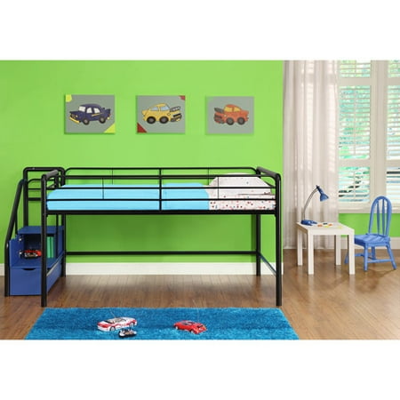 dhp junior twin metal loft bed with storage steps, multiple colors dhp junior twin metal loft bed with storage steps, multiple colors