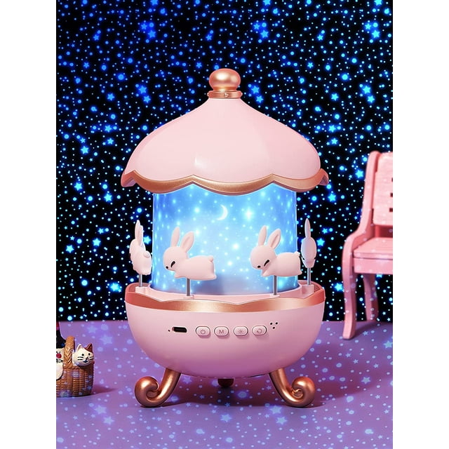 Proyector de cielo estrellado con luz nocturna para bebé One Fire, 8 luces nocturnas musicales e iluminadas, luz nocturna infantil giratoria de 360° + 6 temas + control remoto, luz nocturna con proyec