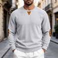 thumbnail image 2 of COMVALUE Men's Fall Crewneck Sweatshirts Patchwork Long Sleeve Corduroy Texture Casual Pullover Shirt (Light Gray, XL), 2 of 8