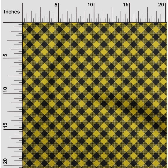 oneOone Silk Tabby Yellow Fabric Check Dress Material Fabric Print Fabric By The Yard 42 Inch Wide