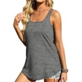thumbnail image 3 of Women Sleeveless Shirt Fashionable Comfortable Breathable Curved Hem Women Tank Top for Summer Grey XL, 3 of 6