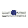 thumbnail image 2 of Clara Pucci 18K White Gold Round Cut 0.5Ct Simulated Tanzanite Engagement Ring + Matching Band - Luxury Box Included, 2 of 7