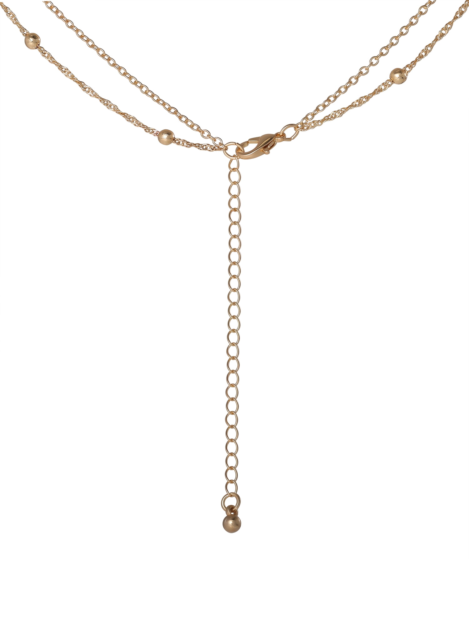 Celebrity Pink Women's Layered Flower Charm Necklace with Adjustable Chain