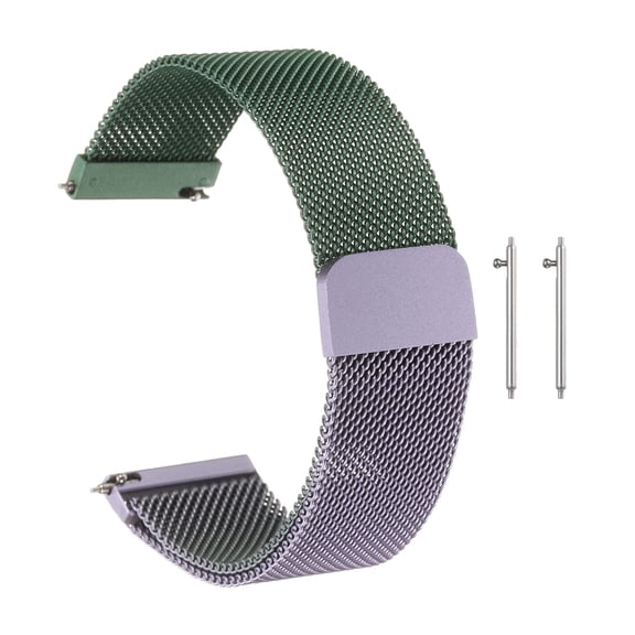 Uxcell Stainless Steel Mesh Watch Band 22mm Quick Release Metal Replacement Adjustable Watch Strap with Magnetic Buckle for Men Women, Green Purple
