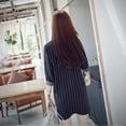 thumbnail image 3 of Casual Été Robe Dames Verticale Bande Tour-Down Col Slim Chemise Mode Bureau Vestidos, 3 of 6