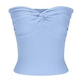 thumbnail image 4 of QLEICOM Womens Strapless Crop Top Sexy Sweetheart Neck Ribbed Knit Twisted Knot Front Sleeveless Tanks Top Basic Tank Vest Sky Blue L, US Size:8, 4 of 6