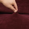 thumbnail image 4 of Deconovo 1 Piece Stretch Velvet Loveseat Sofa Cover, Burgundy, Strapless Sofa Slipcover, Plush Soft Furniture Protector, 4 of 6