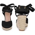thumbnail image 2 of Sandalias con cordones y tacón de cuña con Plataforma tipo alpargata para mujer Negro 38 Perphy, 2 of 5