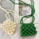 thumbnail image 2 of Bolso de mano con correa larga para el hombro y cuentas, bolso de mano con solapa y perlas verdes, bolso de mano con perlas y bolso de mano para mujer, mini bolso cruzado para mujer, 2 of 5