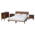 Baxton Studio Alyssa Japandi Bedroom Set, Queen, Walnut Brown
