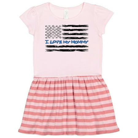 

Inktastic I Love my Mommy- Police Officer Distressed Flag Gift Toddler Girl Dress