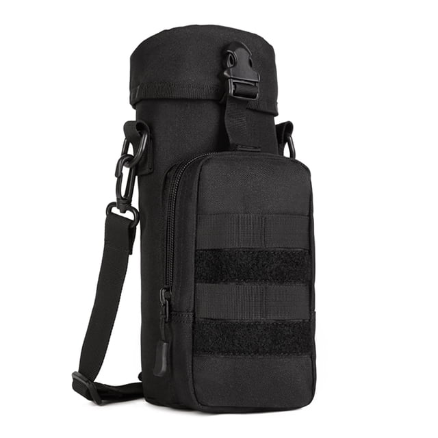 Sonducket Bolsa para botella de agua, herramienta, bolsa para tetera de pesca, soporte con cordón, paquete deportivo, para senderismo, Escalada Negro