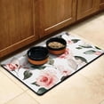 thumbnail image 3 of Romantic Rose Extra Large Floral Dog Bowl Mat - Peony Pattern Pet Food Mat, Absorbent & Waterproof, 3 of 5