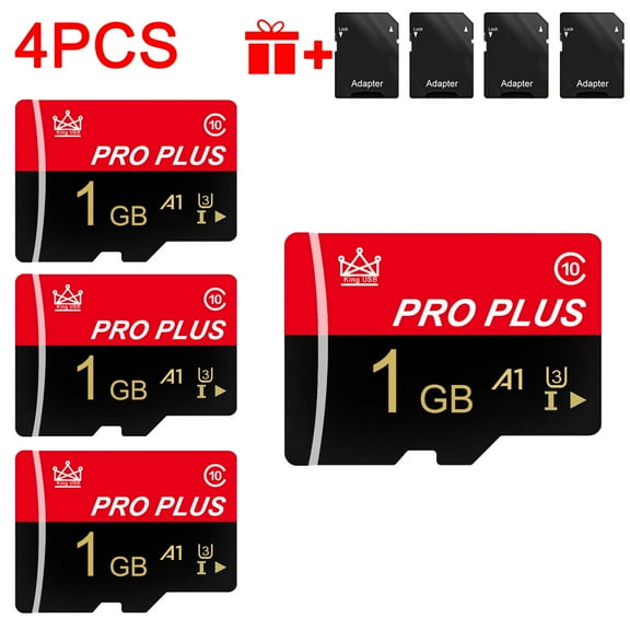 [4pcs High-Speed Memory Card] U3 C10 A1 TF Cards with Adapter (64GB-64MB Options), Real Capacity (No False Standards), Secure File Storage, No Battery Needed, Compatible with Phones/Tablets/Cameras