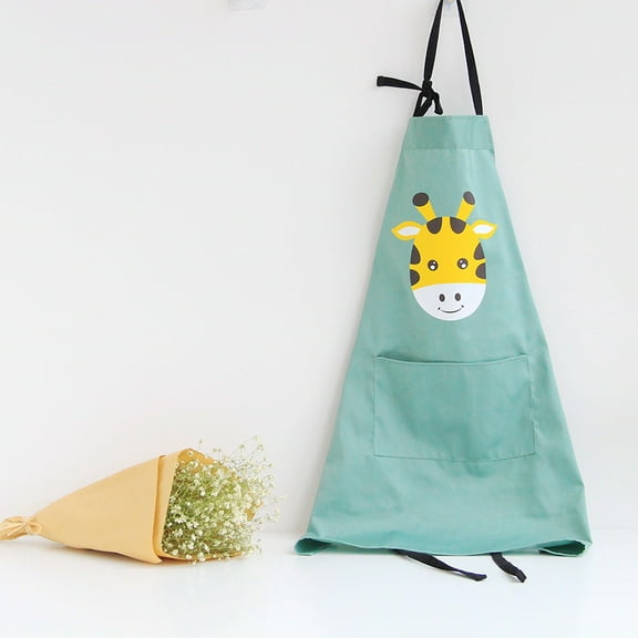 LULULION Green Cooking Apron with Pocket Cotton Bib Hanging Neck and Back Ties