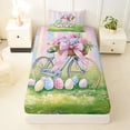 thumbnail image 3 of Erosebridal Rainbow Easter Eggs Twin Sheet Sets,Pink Ribbon Bows Blossom Hydrangea Bedding For Girl Kids 3pcs, 3 of 6
