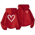 thumbnail image 2 of UQJfacai Girls Heart Graphic Oversized Hoodies Valentines Long Sleeve Hooded Sweatshirts Fall Winter Fleece Pullover Tops 3-13 Years, 2 of 8