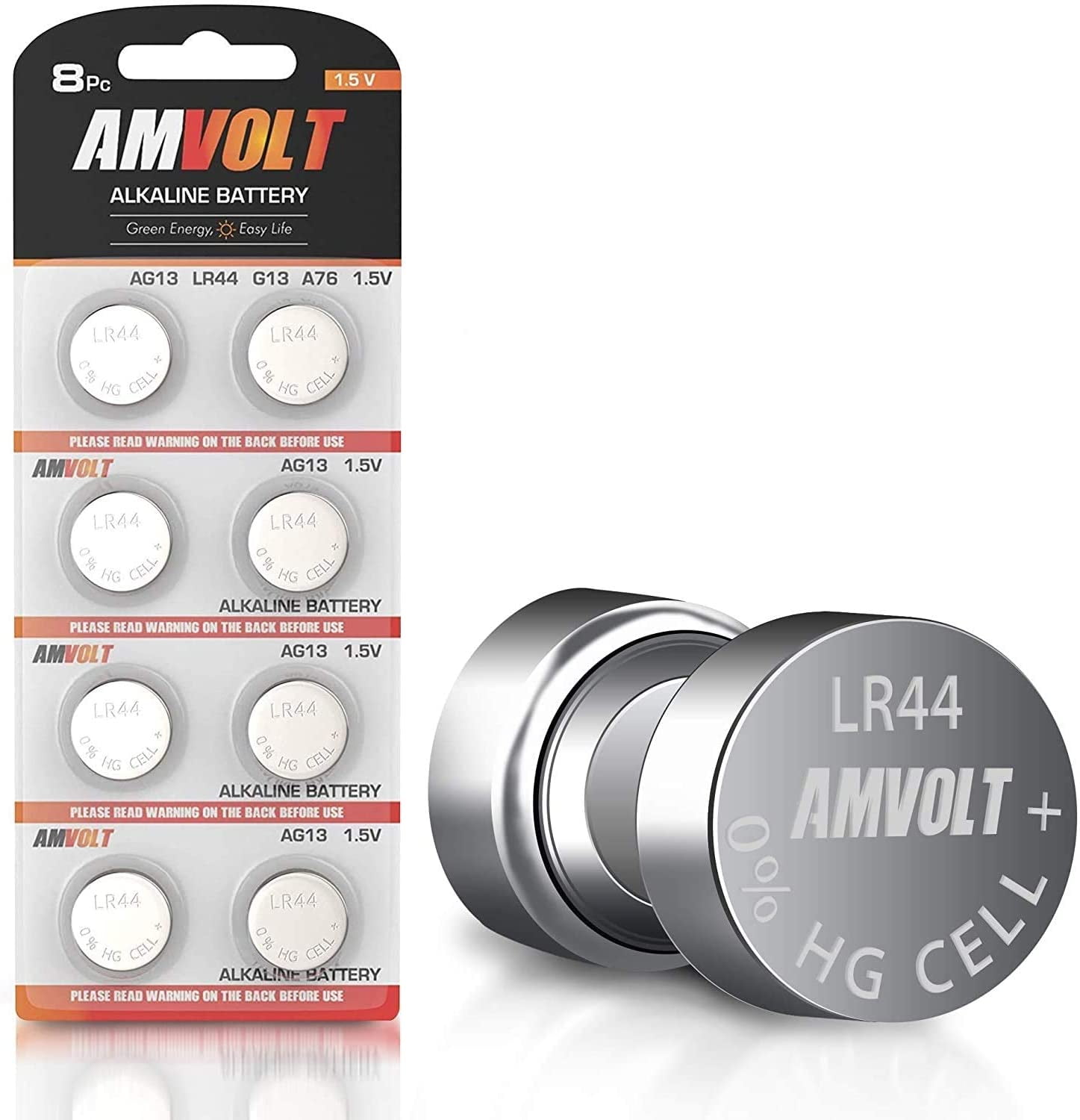 LR44 AG13 A76 Battery [Ultra Power] Premium Alkaline 1.5 Volt Non Rechargeable Round Button