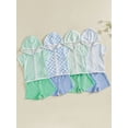 thumbnail image 3 of BemeyourBBs Toddler Terry Cloth Swim Cover Up Baby Boy Girl Swimsuit Trunks and Short Sleeve Plaid Striped Coverup Towel Zipper Hoodies Top Shorts Set Beach Bathing Suit Swimwear, 3 of 9