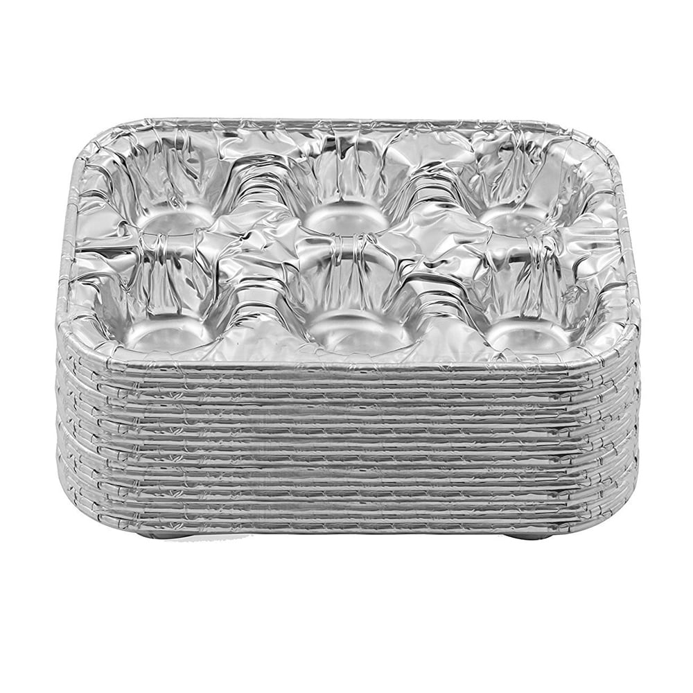 20Pcs Disposable 6-Cup Aluminum Foil Muffin Pans Standard Size Cupcake Tins  Supplies for Baking BBQ Pies - AliExpress