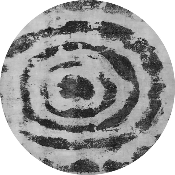 Ahgly Company Indoor Round Abstract Gray Modern Area Rugs, 3' Round