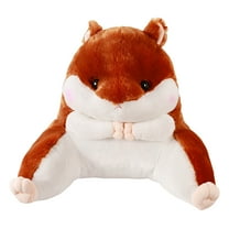 Hamster Reading Pillow - 17.7x15.75" Armchair Backrest for Kids/Adults, Soft Lumbar Support - Brown