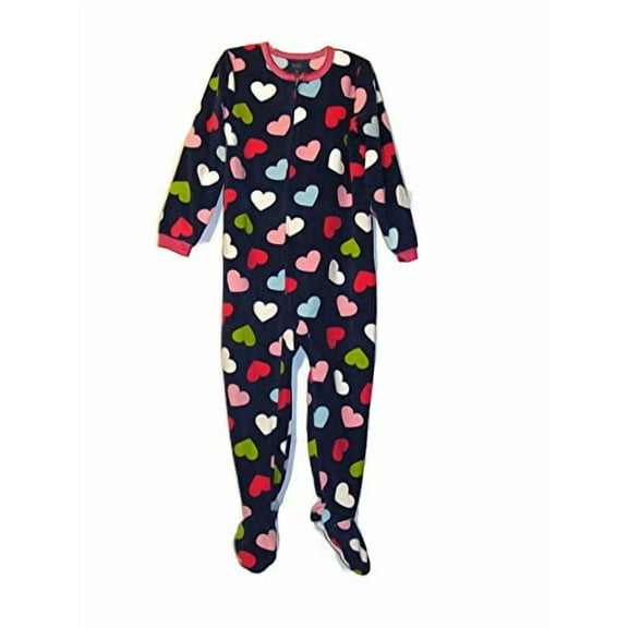 Carter's Girl's Blue Hearts Fleece Footed Pajama Sleeper, Size 4