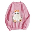 thumbnail image 4 of Jsaierl Womens Halloween Sweatshirts Plus Size Pumpkin Ghost Print Sweatshirt Stretch Crewneck T-shirt Long Sleeve Tunic Pullover Tops Halloween Party Supplies, 4 of 4