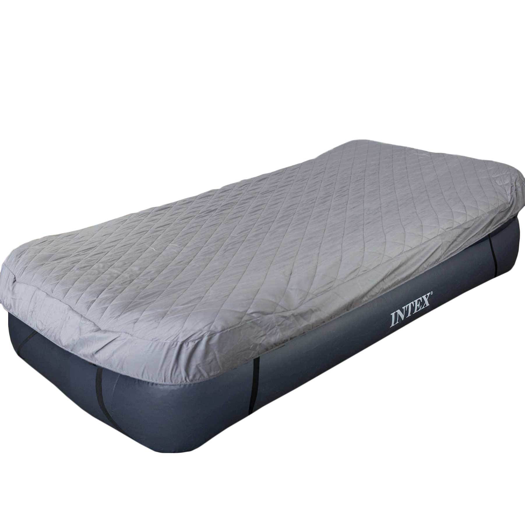 Intex Twin Deluxe Pillow Rest Raised Soft Flocked Air Mattress Bed with Pump 