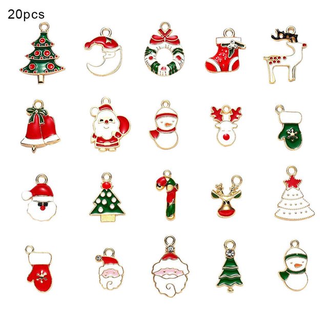 De aleación de colores mezclados colgante de Navidad collar pulsera decoración artesanía DIY fabricación de joyas 20 Piezas Scienceny HA001456-00