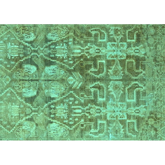 Ahgly Company Indoor Rectangle Persian Turquoise Blue Traditional Area Rugs, 7' x 9'