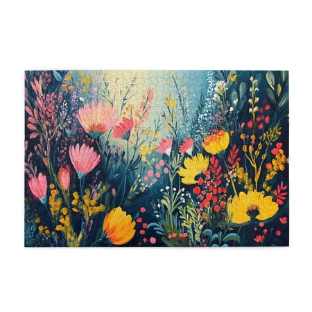 1000 PCS Vibrant And Colorful Flower 1000 Piece Vintage Style Jigsaw Puzzles Stress Relieving Pleasure Enjoy The Puzzle Solving Process Charm Artworks For Flower Enthusiasts Fun Wooden Puzzle