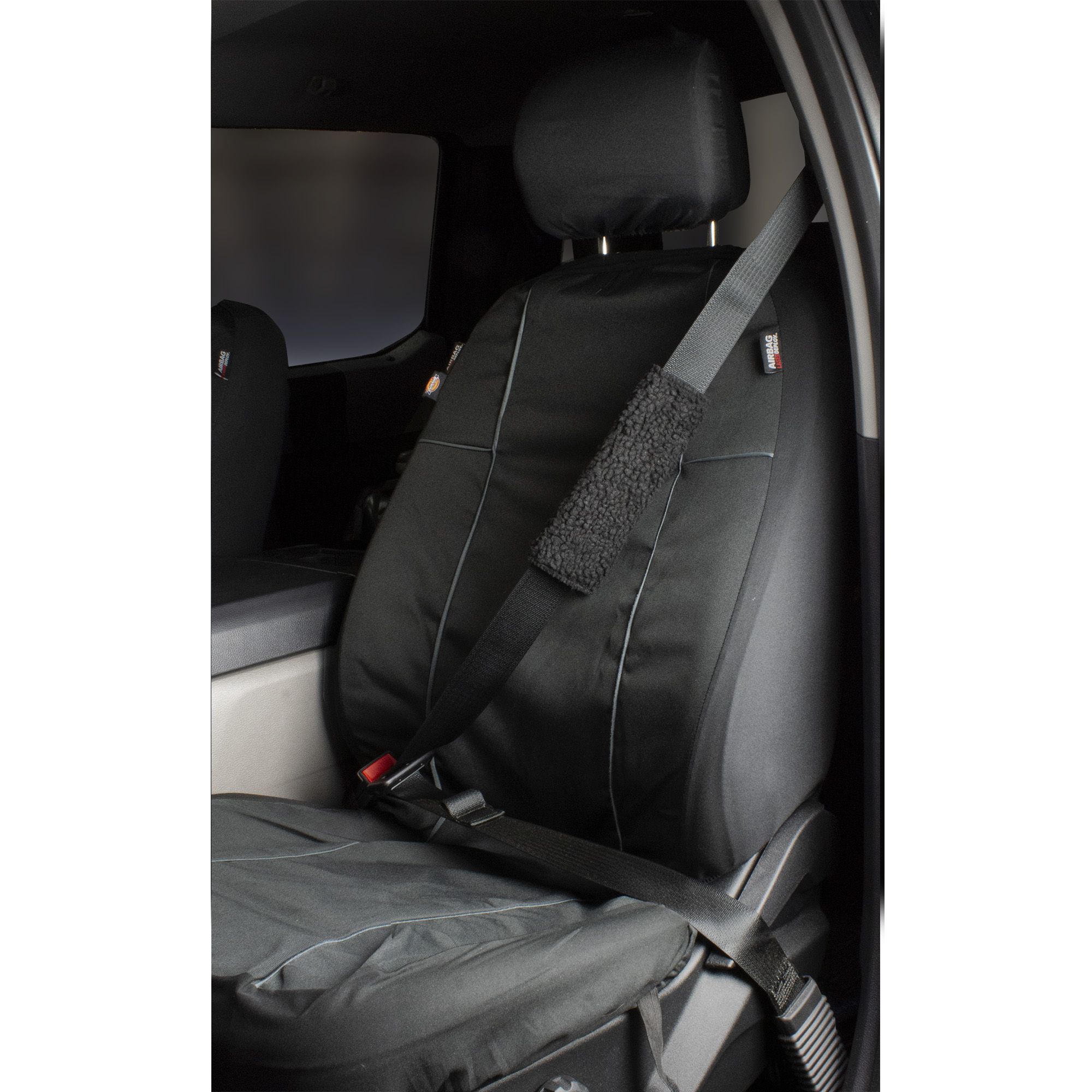 Auto Drive Simulated Sheepskin Seatbelt Shoulder Pad, Black