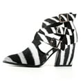 thumbnail image 2 of YDN Women Pointy Toe Cutout Ankle Boots Zippers Mid Chunky Heel Strappy Buckles Sandals Casual Dress Work Shoes Size 10.5 Zebra, 2 of 4