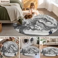 thumbnail image 6 of Dinosaurs Boy Large Area Rugs for Bedroom Living Room, Soft Non Slip Carpet Bedside Rug, Gray Funny Cartoon Forest Animals Round Floor Cover Kitchen Accent Rug 3' for Dining Room/Office, 6 of 9