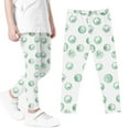 thumbnail image 2 of Odeerbi Kids Girls Leggings Cartoon Print Stretchy Tights Pants High Waist Circular Printed Pants Stretchy Soft Tights Kids Summer Leggings School Wearing Green, 2 of 5